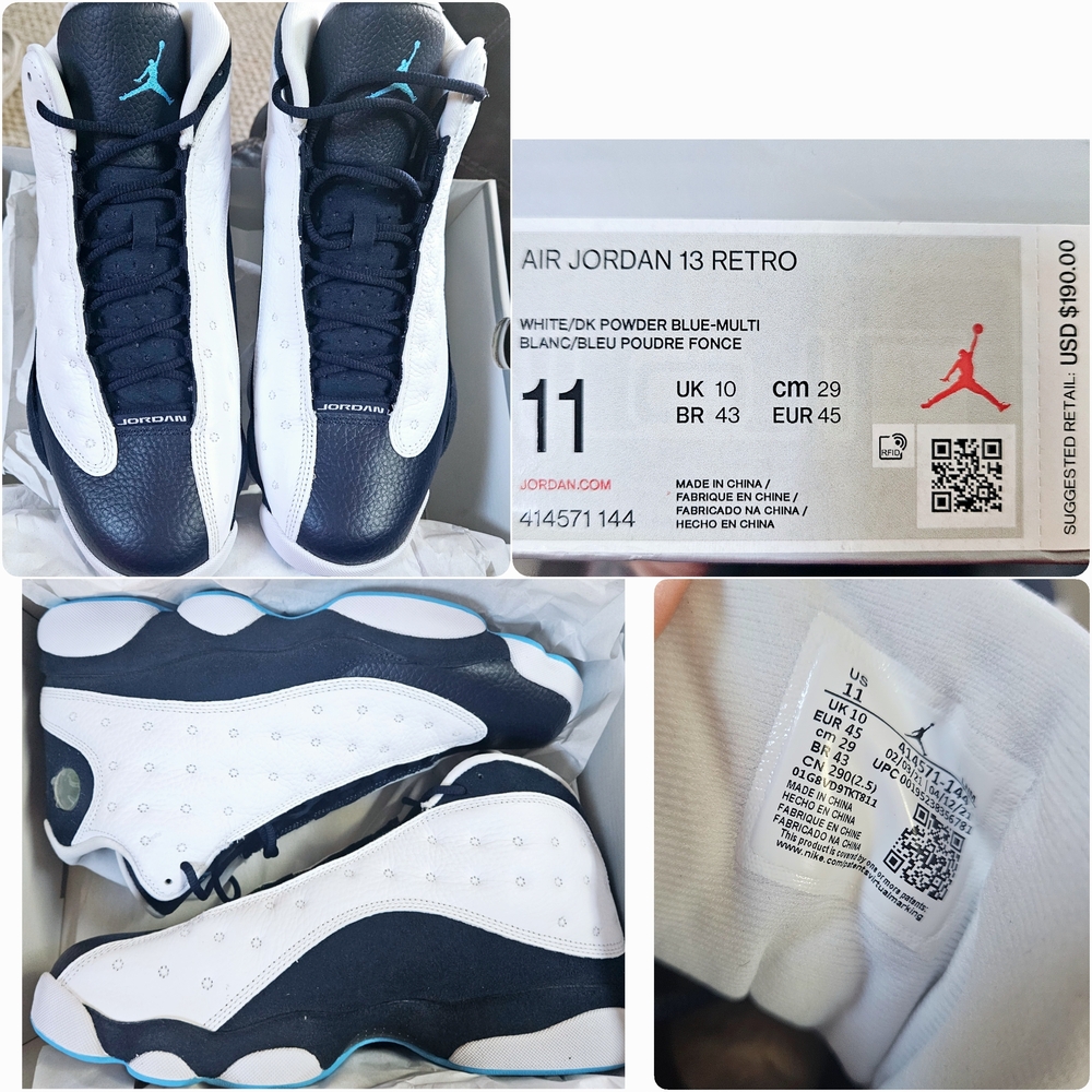 Air Jordan 13 Retro White and Blue Sneakers